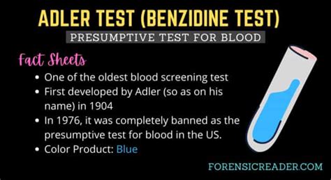 benzidine test|presumptive test for blood.